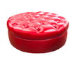 Image of Evan Tufted 36", 40", 44", Or 48" Inch Round Leather Ottoman (4 Sizes Available) - Red
