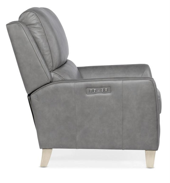 Farrell Gray Leather Dual Power "Quick Ship" Transitional Recliner