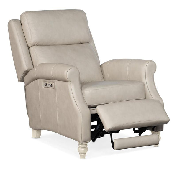 Harvey Dove Leather Dual Power "Quick Ship" Transitional Recliner
