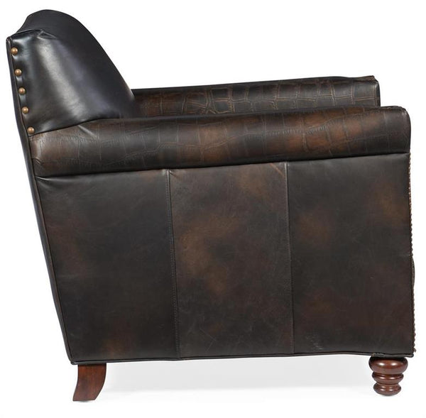 Herbert Old Saddle Brown Fudge "Quick Ship" Tight Back Square Leather Accent Chair With Nails