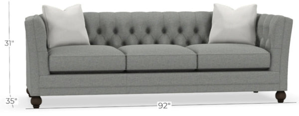 Isadore 92 Inch Large Formal Fabric Upholstered Tufted Sofa