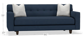 Margo I 80 Inch Mid Century Modern Single Bench Seat Track Arm Fabric Sofa