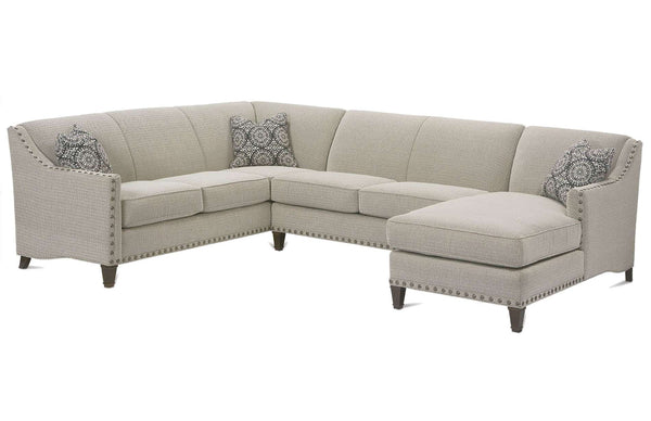 Mariana "Designer Style" Tight Back Fabric Sectional w/ Nailhead Trim