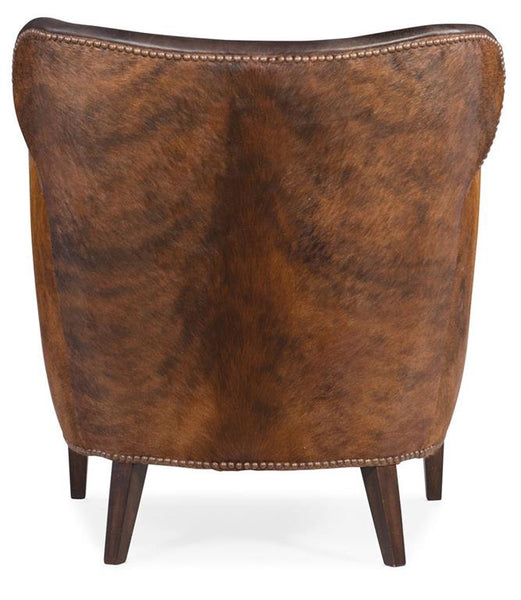 Simpson Dark Brindle "Quick Ship" Brown Hair On Hide Leather Accent Chair