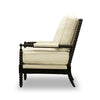 Image of Viola Fabric Accent Chair With Decorative Wood Base