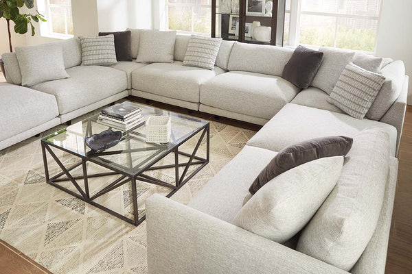Zuri "Designer Style" Modern Sectional With Seat Level Ottoman