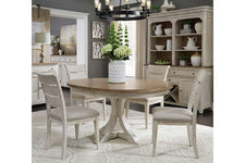 Aberdeen 5 Piece Antique White Pedestal Table Dining Set With Ladder Back Chairs - Club Furniture