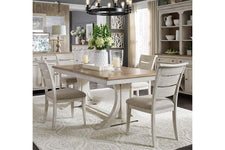 Aberdeen 5 Piece Antique White Trestle Table Dining Set With Ladder Back Chairs - Club Furniture