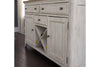 Image of Aberdeen Farmhouse Style Antique White Storage Dining Buffet With Hutch - Club Furniture