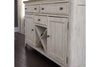 Image of Aberdeen Farmhouse Style Antique White Storage Dining Buffet - Club Furniture