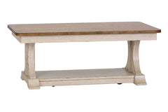 Aberdeen Distressed Antique White Coffee Table With Chestnut Top