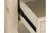Image of Aberdeen Distressed White Single Drawer End Table With Storage Basket And Chesnut Top - Club Furniture