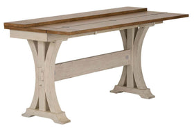 Aberdeen Distressed White Flip Lid Sofa Table With Pedestal Base And Chesnut Top - Club Furniture