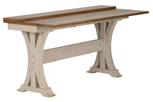 Aberdeen Distressed White Flip Lid Sofa Table With Pedestal Base And Chesnut Top - Club Furniture