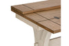Image of Aberdeen Distressed White Flip Lid Sofa Table With Pedestal Base And Chesnut Top - Club Furniture