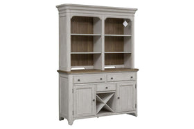 Aberdeen Farmhouse Style Antique White Storage Dining Buffet With Hutch