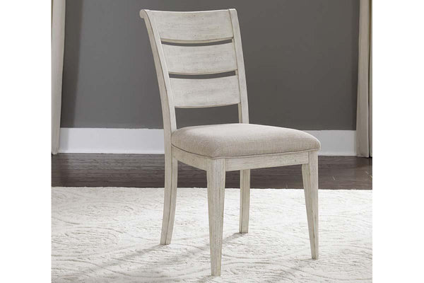 Aberdeen 7 Piece Antique White Trestle Table Dining Set With Ladder Back Chairs - Club Furniture