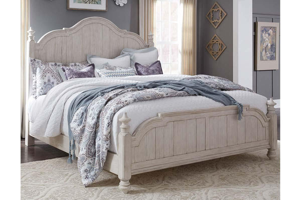 Aberdeen Queen Or King Antique White Low Poster Bed "Create Your Own Bedroom" Collection - Club Furniture