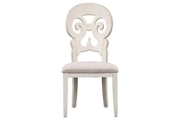 Aberdeen 7 Piece Antique White Trestle Table Dining Set With Splat Back Chairs - Club Furniture