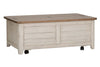 Image of Aberdeen Distressed Antique White Cedar Lined Storage Coffee Table With Chestnut Top - Club Furniture