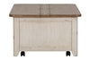 Image of Aberdeen Distressed Antique White Cedar Lined Storage Coffee Table With Chestnut Top - Club Furniture