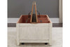 Image of Aberdeen Distressed Antique White Cedar Lined Storage Coffee Table With Chestnut Top - Club Furniture