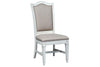Image of Adair 7 Piece Antique White Trestle Dining Table Set With Chenille Upholstered Chairs - Club Furniture