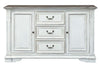 Image of Adair Door Storage Dining Buffet With Antique White Finish And Rustic Brown Top - Club Furniture