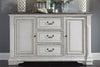 Image of Adair Door Storage Dining Buffet With Antique White Finish And Rustic Brown Top - Club Furniture