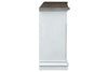 Image of Adair Door Storage Dining Buffet With Antique White Finish And Rustic Brown Top - Club Furniture