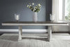 Image of Adair 7 Piece Antique White Trestle Dining Table Set With Chenille Upholstered Chairs - Club Furniture