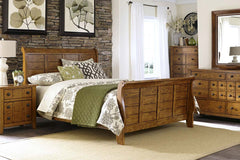 Atkins Mission Style Queen Or King Wood Sleigh Bed 