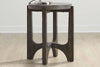 Image of Anslow Contemporary Round Chair Side Table With Dark Wood Base And Concrete Composite Top