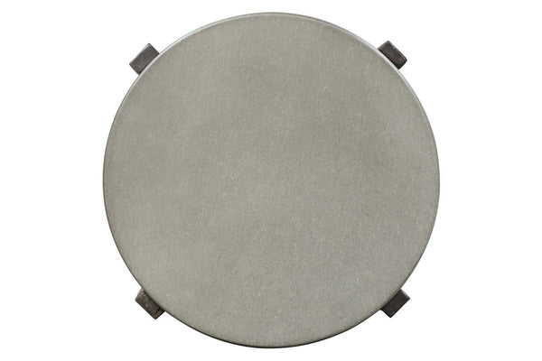 Anslow Contemporary Round Chair Side Table With Dark Wood Base And Concrete Composite Top