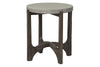Image of Anslow Contemporary Round End Table With Dark Wood Base And Concrete Composite Top