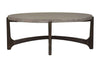 Image of Anslow Oval Contemporary Coffee Table With Dark Wood Base And Concrete Composite Top