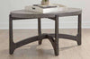 Image of Anslow Oval Contemporary Coffee Table With Dark Wood Base And Concrete Composite Top