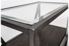 Image of Archer Rectangular Metal Base Coffee Table With Glass Top And Wood Shelves