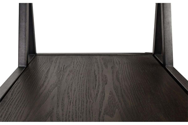 Archer Rectangular Metal Base Coffee Table With Glass Top And Wood Shelves