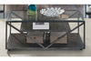 Image of Archer Rectangular Metal Base Coffee Table With Glass Top And Wood Shelves