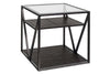 Image of Archer Rectangular Metal Base End Table With Glass Top And Wood Shelves