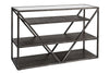 Image of Archer Rectangular Metal Base Sofa Table With Glass Top And Wood Shelves