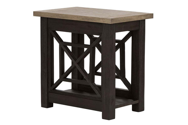 Ardley Transitional Chair Side Table With Charcoal Base And Two Tone Ash Top