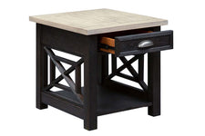 Ardley Transitional Single Drawer End Table With Charcoal Base And Two Tone Ash Top