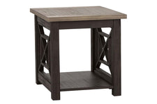 Ardley Transitional Open Storage End Table With Charcoal Base And Two Tone Ash Top