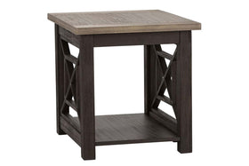 Ardley Transitional Open Storage End Table With Charcoal Base And Two Tone Ash Top