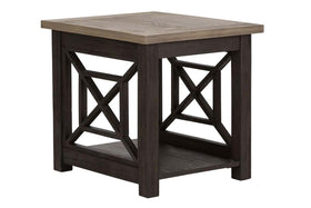 Ardley Transitional Open Storage End Table With Charcoal Base And Two Tone Ash Top