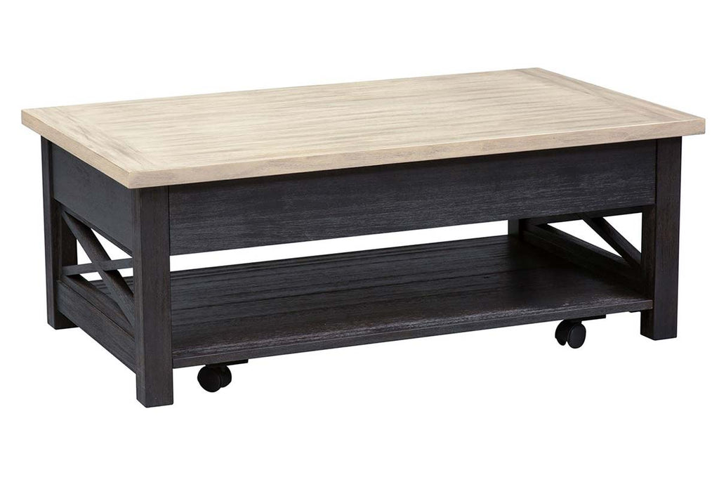Light wood and black coffee table discount