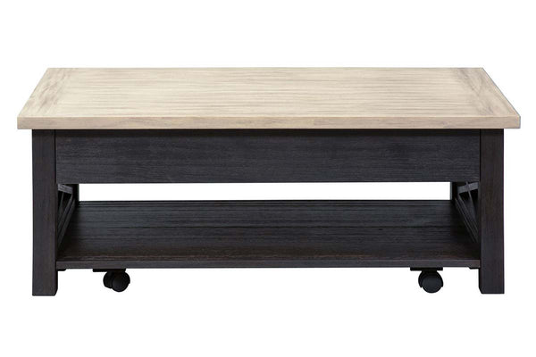 Ardley Transitional Lift Top Coffee Table With Charcoal Base And Two Tone Ash Top