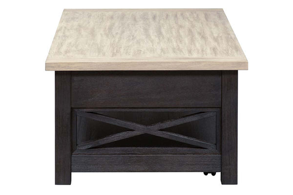 Ardley Transitional Lift Top Coffee Table With Charcoal Base And Two Tone Ash Top